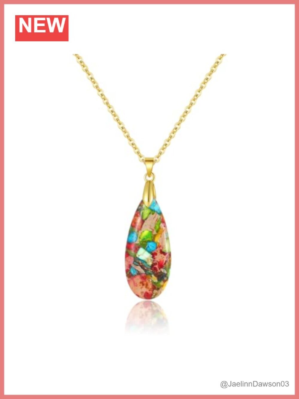 Healing Gold Pendant Necklace Natural Stone Get Well Gift for Women